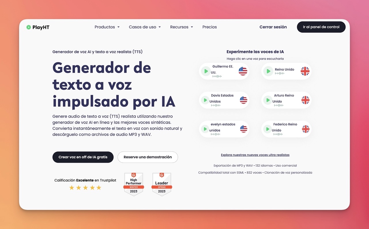 Play.ht – Texto a Voces ultrarrealistas con múltiples acentos y estilos de habla