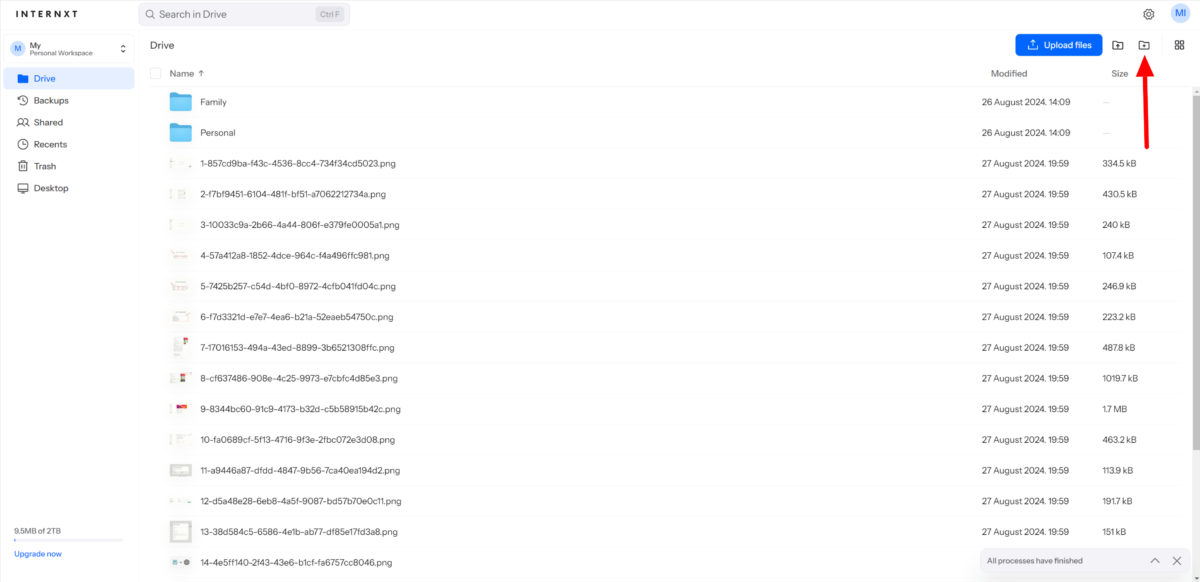 Buscando La Alternativa Más Segura a Google Drive -Internxt 3 Buscando La Alternativa Más Segura a Google Drive -Internxt Creando una nueva carpeta en Internxt