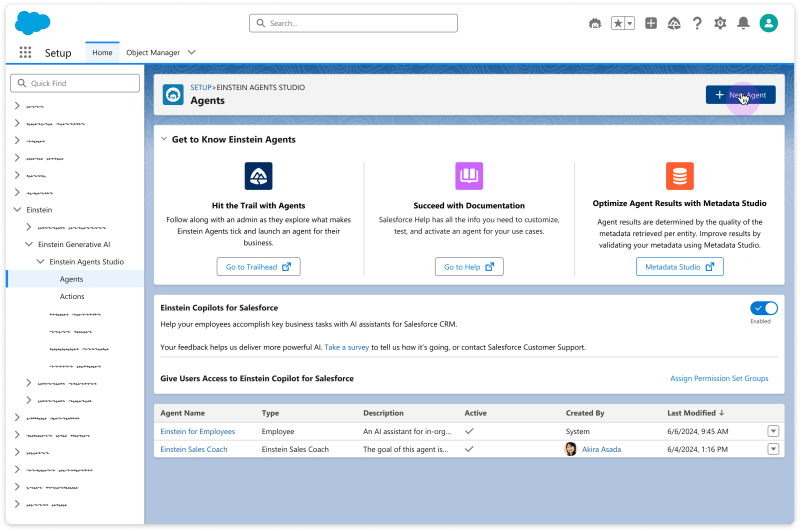 Interfaz de Agentforce