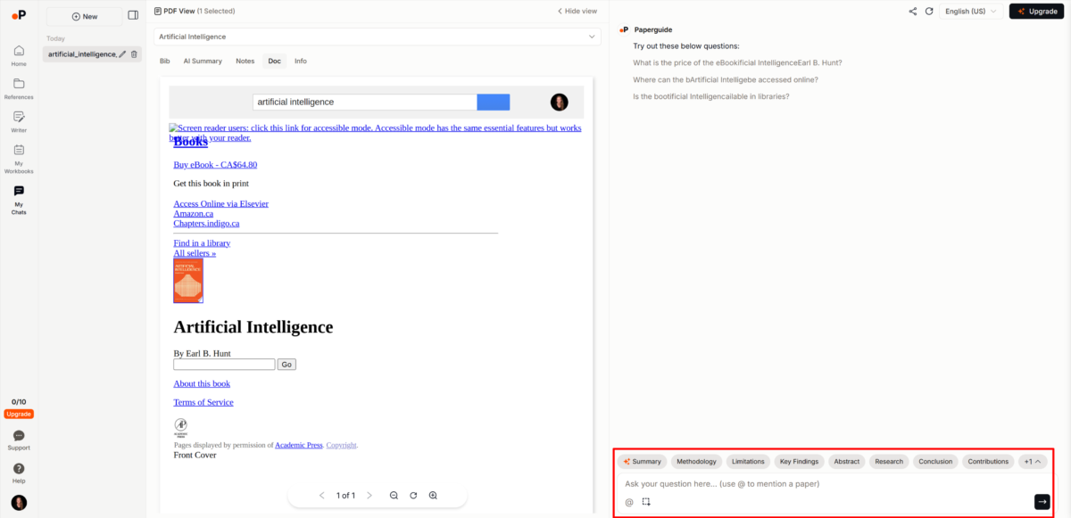 Generando un resumen de un libro que ha sido añadido.