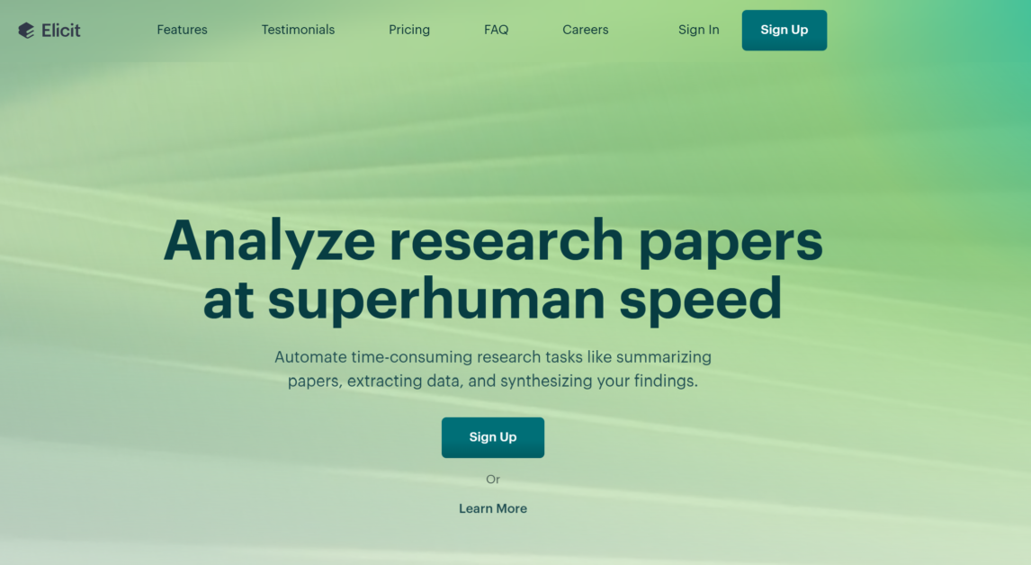 Página de inicio de Elicit.