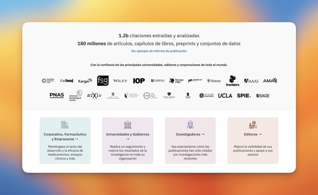 scite see how research has been cited AI Mafia IA en tamano grande Scite permite a los usuarios evaluar eficientemente la afirmación o disputa de un argumento en la literatura existente. Además, aumenta la visibilidad de las publicaciones y proporciona soporte a los autores, mostrando cómo sus trabajos han sido citados por investigaciones más recientes.