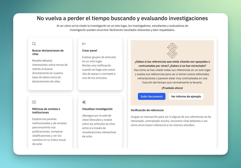 scite vea como se ha citado la investigacion Google Chrome AI Mafia IA 2 en tamano grande Scite permite a los usuarios evaluar eficientemente la afirmación o disputa de un argumento en la literatura existente. Además, aumenta la visibilidad de las publicaciones y proporciona soporte a los autores, mostrando cómo sus trabajos han sido citados por investigaciones más recientes.