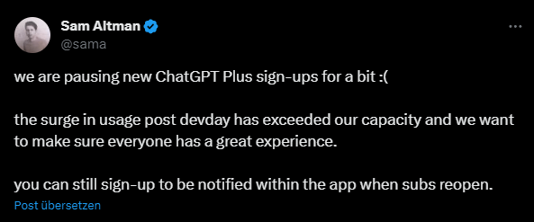 ChatGPT Plus OpenAI acepta nuevos abonados 2023-12-14 21:00:42