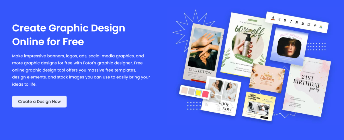 Función de diseño gráfico de Fotor.