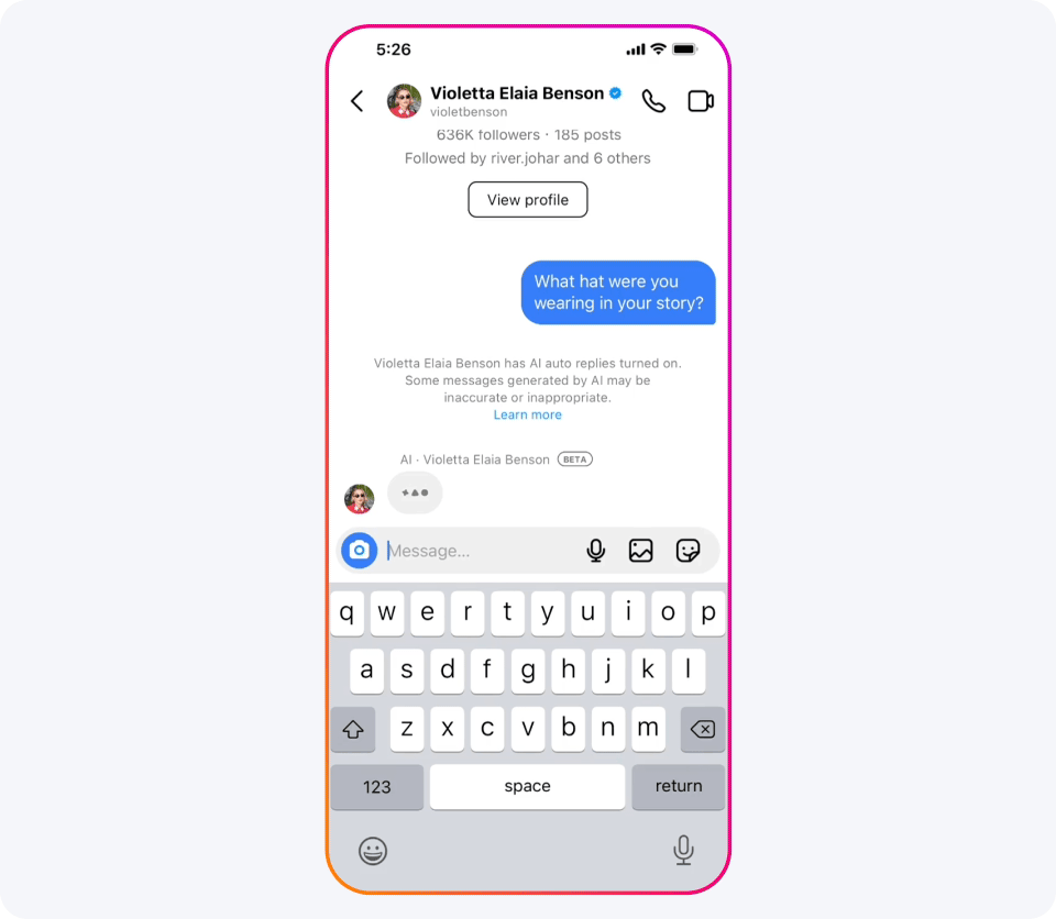GIF de una pantalla de teléfono que muestra una respuesta de IA de un creador de IA